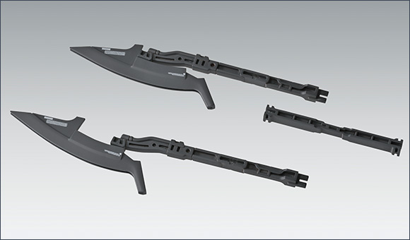 The axes can change into a Beam Naginata or be attached to the shield! Exciting parts rearranging gimmicks!